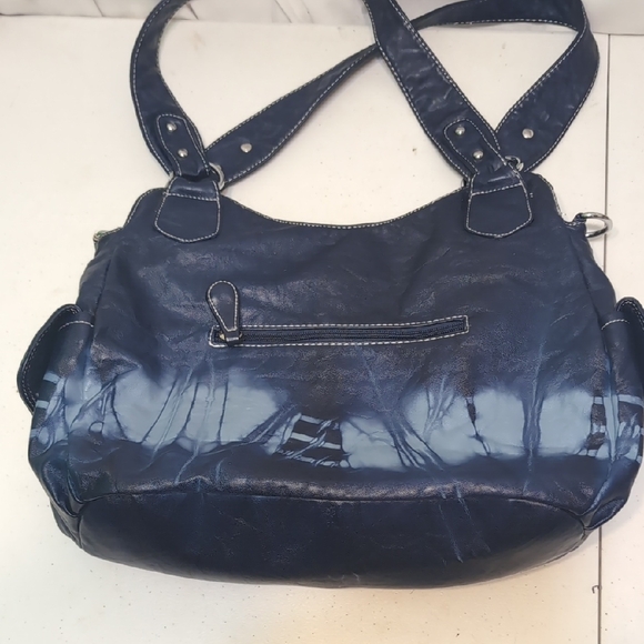 Angel Barcelo Blue Washed Leather Women's Handbag Good Pre-owned Condition - Picture 4 of 10